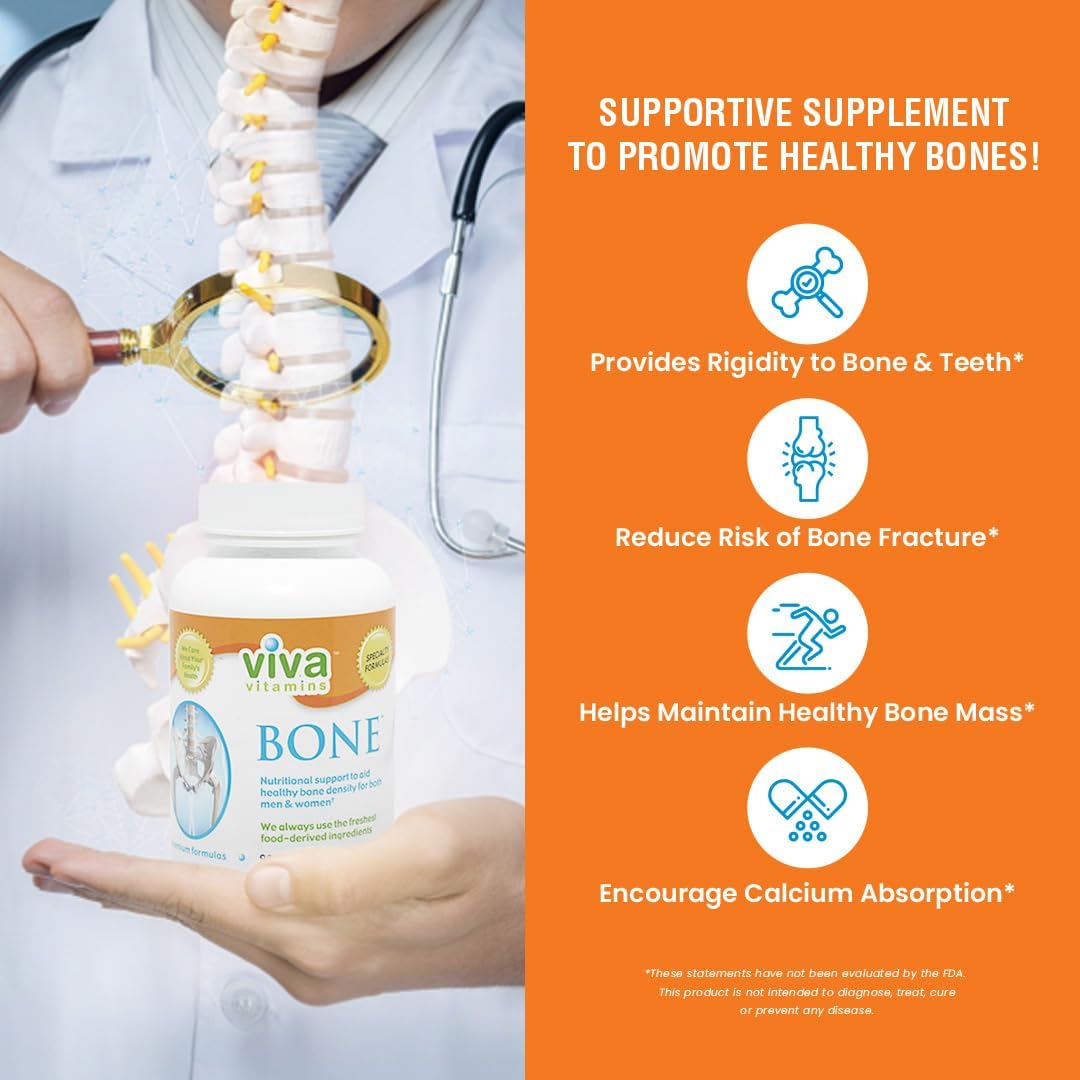 Bone Health Supplement - Vegan Calcium Magnesium Zinc Tablets for Men and Women, Supports Bone Density with Vitamin D3, Non GMO, 180 Tablets
