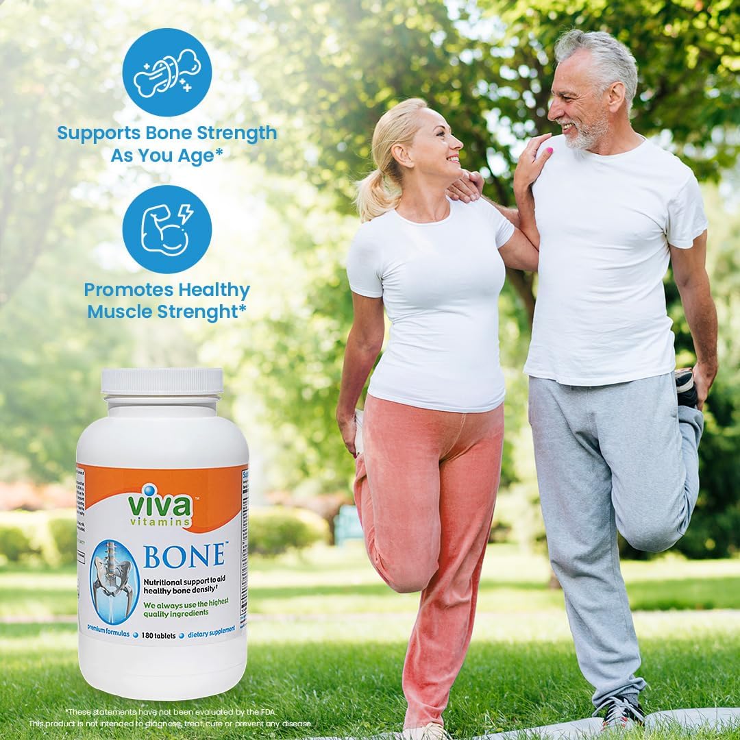 Bone Health Supplement - Vegan Calcium Magnesium Zinc Tablets for Men and Women, Supports Bone Density with Vitamin D3, Non GMO, 180 Tablets