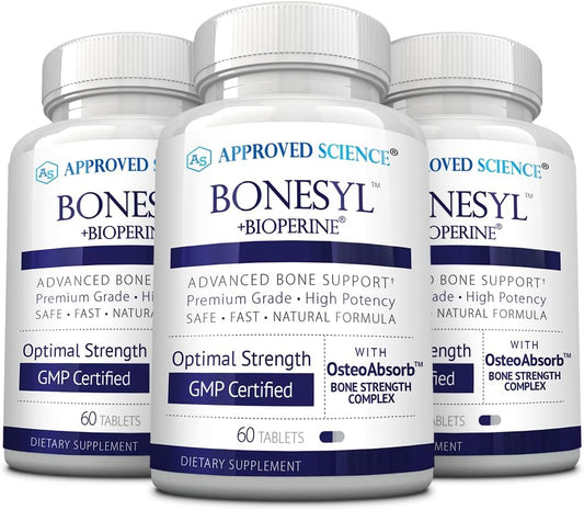 Bone Health Supplement with K2, BioPerine, Magnesium - Strengthen Bones, Prevent Density Loss - 180 Vegan Tablets - Made in USA