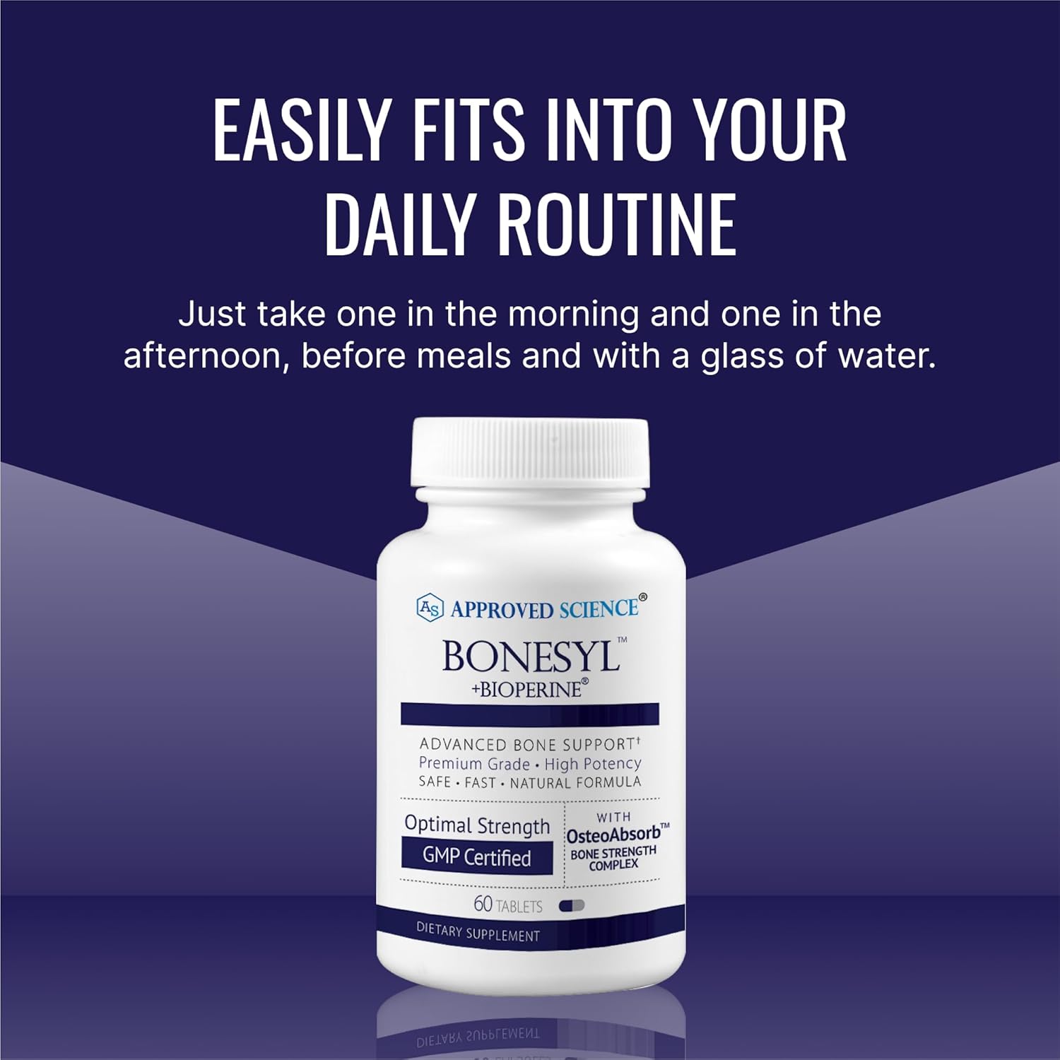 Bone Health Supplement with K2, BioPerine, Magnesium - Strengthen Bones, Prevent Density Loss - 180 Vegan Tablets - Made in USA
