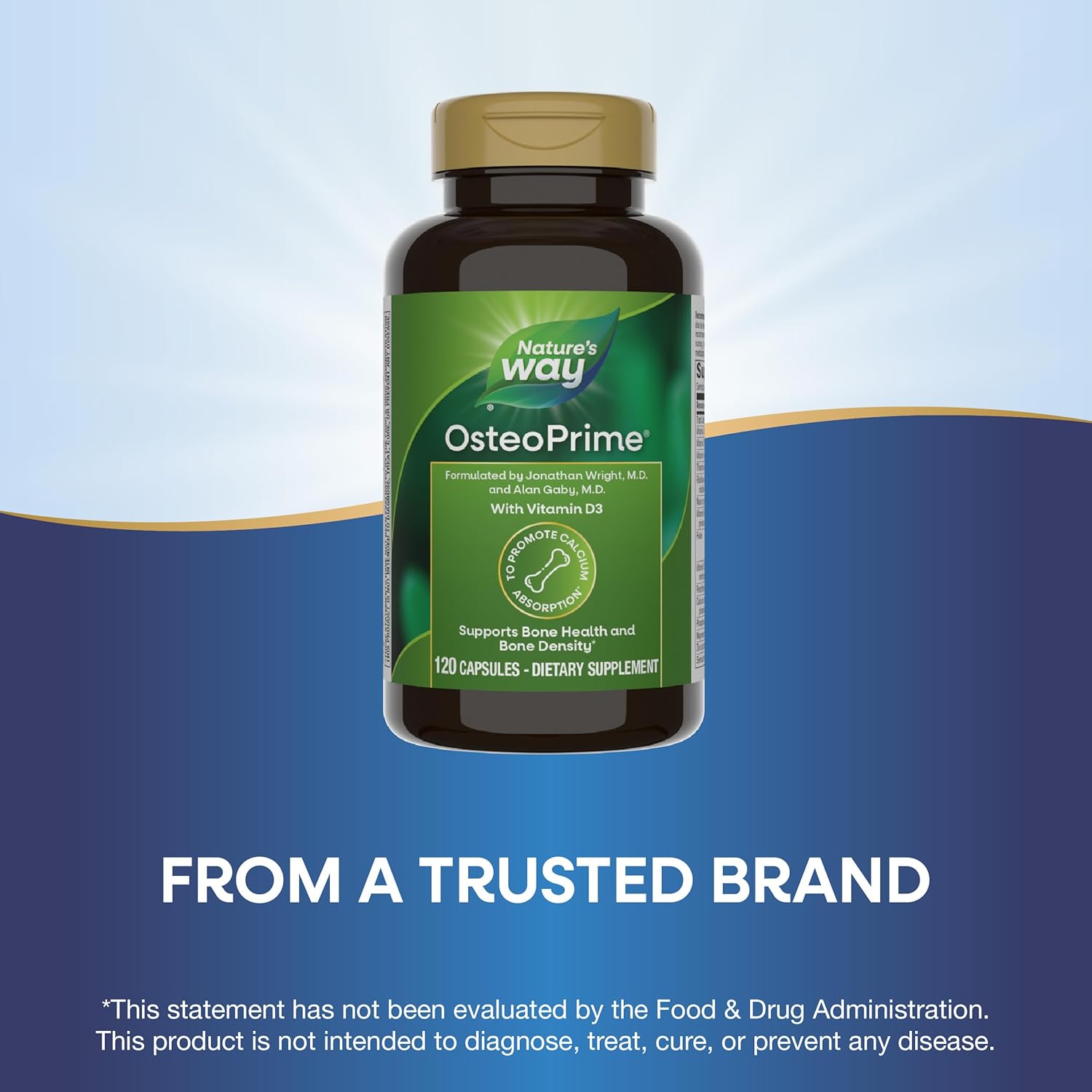 Bone Health Support Supplement with Vitamin D3 - Nature's Way OsteoPrime, 120 Vegetarian Capsules