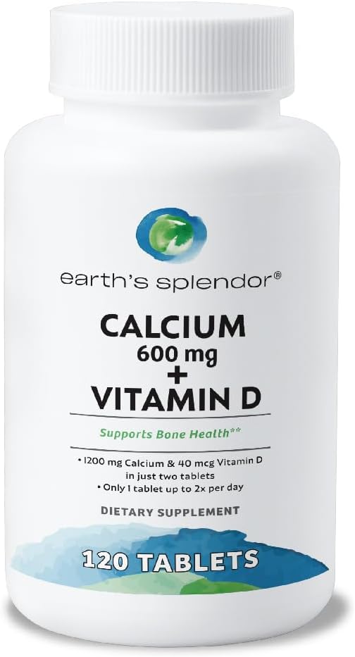 Bone Health Support with Calcium & Vitamin D - 600mg, 120 Tablets for Men & Women