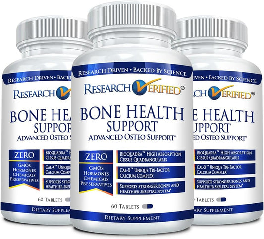 Bone Health Support with Triple Calcium Complex, Vitamin D3, Vitamin K2 - Research Verified - 180 Tablets