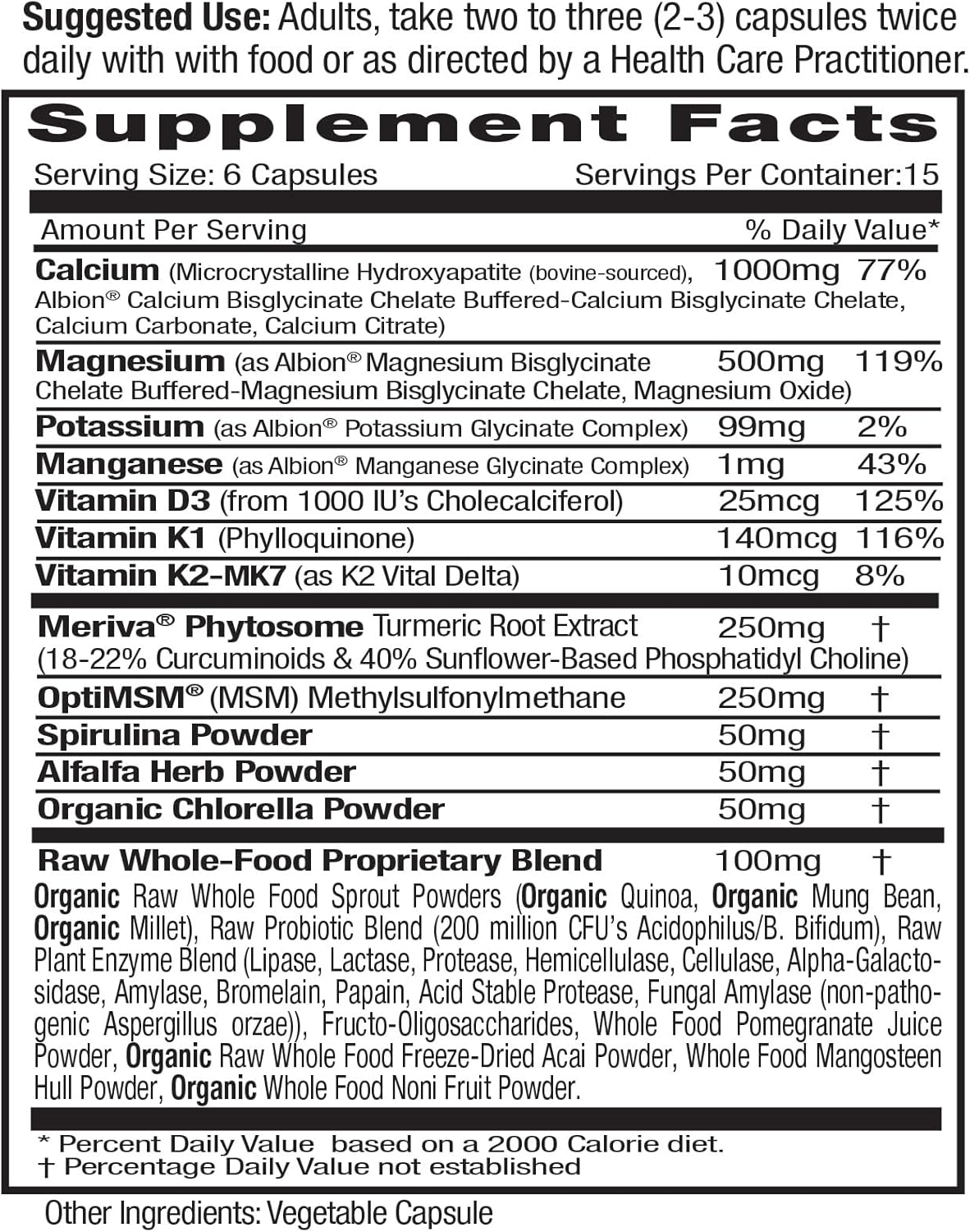 Bone & Joint Health Supplement with Vitamin D3, K2, Calcium, Magnesium - 90 Capsules