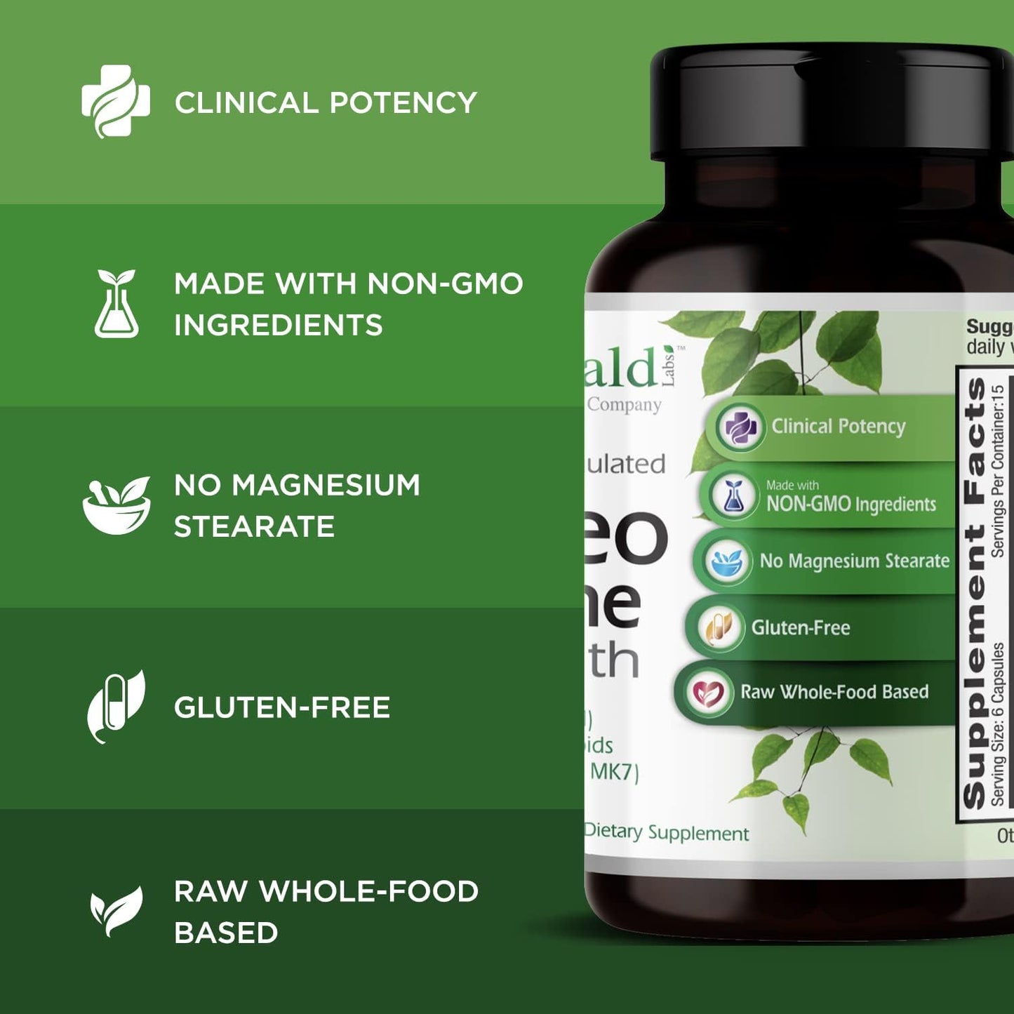 Bone & Joint Health Supplement with Vitamin D3, K2, Calcium, Magnesium - 90 Capsules