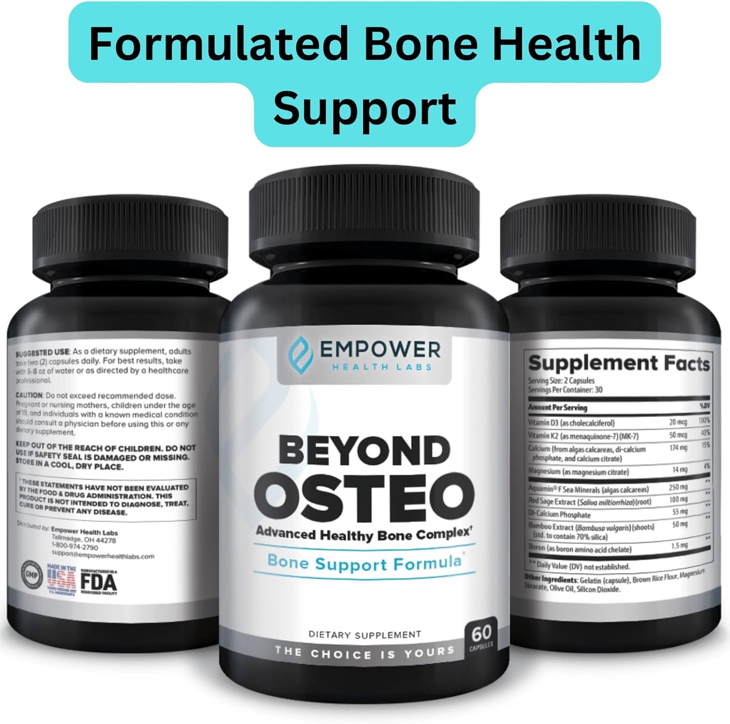 Bone Renewal Beyond Osteo Supplement with Magnesium and Vitamin K2 - 30 Day Supply by Empower Health Labs