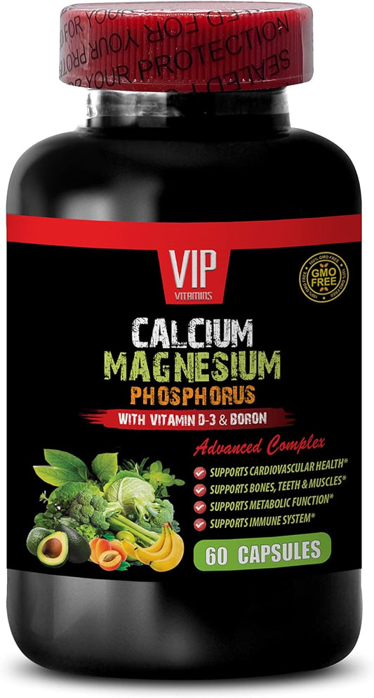 Bone Strength VIP Supplement with Calcium, Magnesium, Phosphorus, Vitamin D-3, and Boron - Promotes Healthy Bones for Men and Women - 60 Capsules