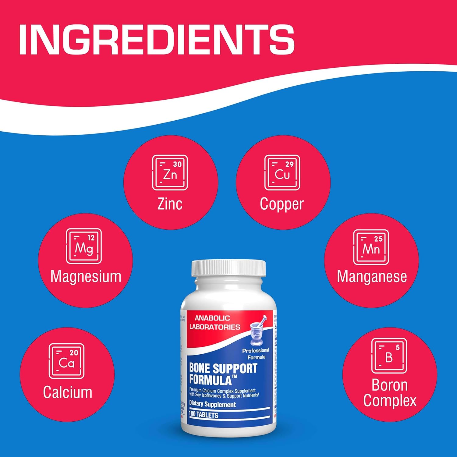 Bone Support Calcium Complex - 180 Tablets with Vitamins C, D, K, Zinc, and Magnesium for Bone Health - Women and Men's Calcium Supplement