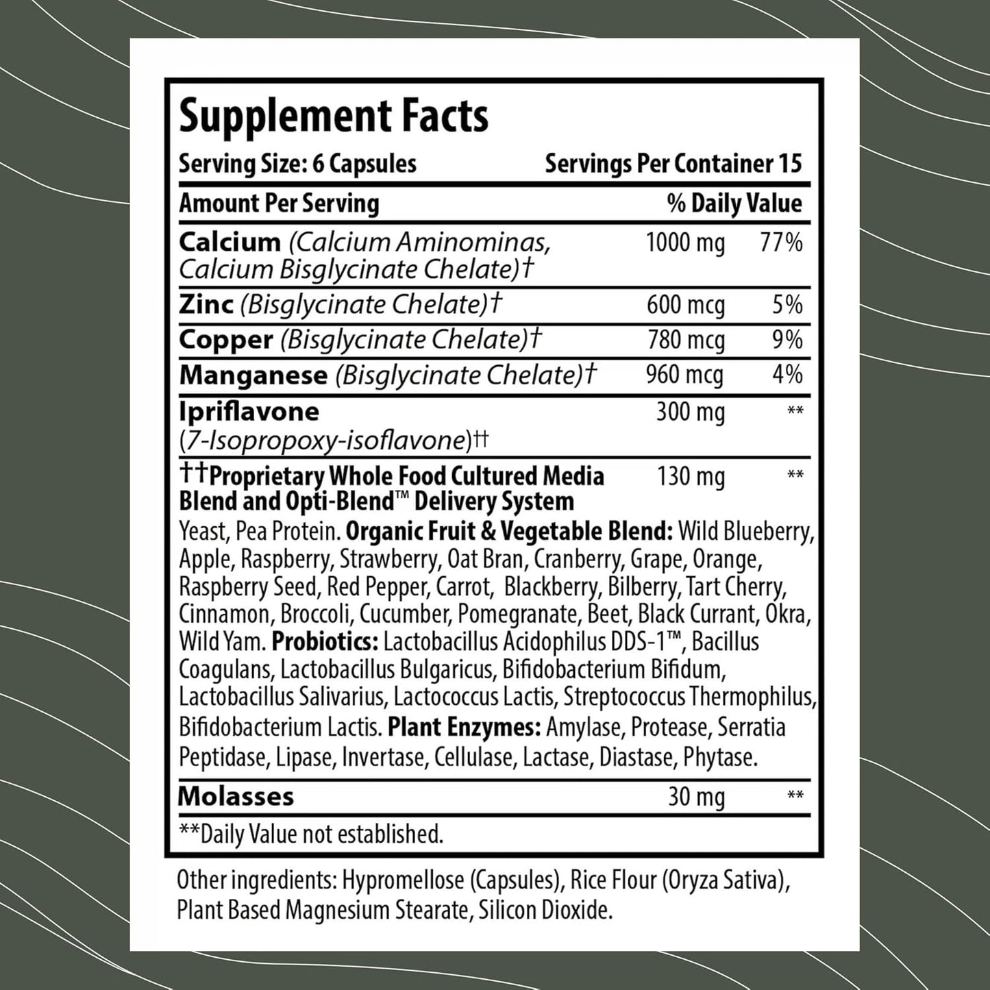 BonePlus Calcium: Chelated Calcium with Ipriflavone, Probiotics, and Plant Enzymes - 90 Capsules