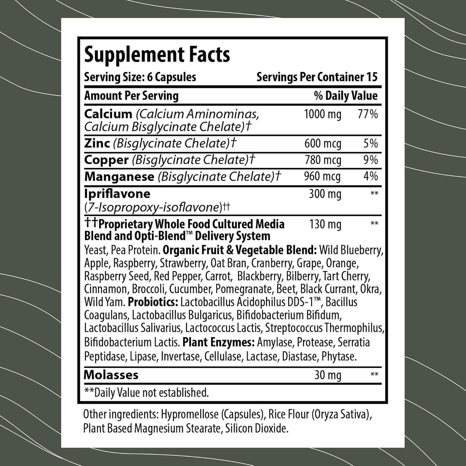 BonePlus Calcium: Chelated Calcium with Ipriflavone, Probiotics, and Plant Enzymes - 90 Capsules