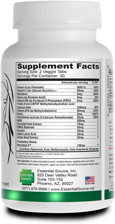 Bonita V Vegan Hair Nails and Skin Vitamins for Women - 20 Active Ingredients with Biotin - Promotes Stronger Nails, Healthy Skin, and Hair Growth - 60 EZ-TAB Veggie Tablets