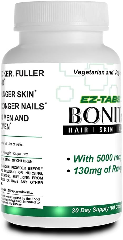 Bonita V Vegan Hair Nails and Skin Vitamins for Women - 20 Active Ingredients with Biotin - Promotes Stronger Nails, Healthy Skin, and Hair Growth - 60 EZ-TAB Veggie Tablets