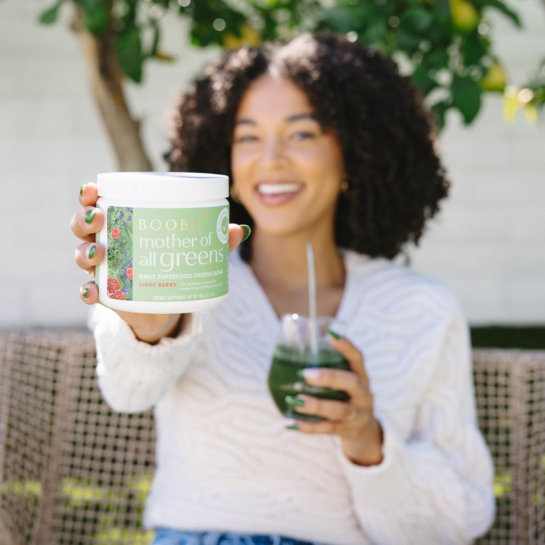Boobie Mother of All Greens: Daily Super Greens Powder for Moms & Families | Vegan, Gluten-Free, Sugar-Free | 40+ Essential Nutrients | Light Berry Flavor | 30 Servings