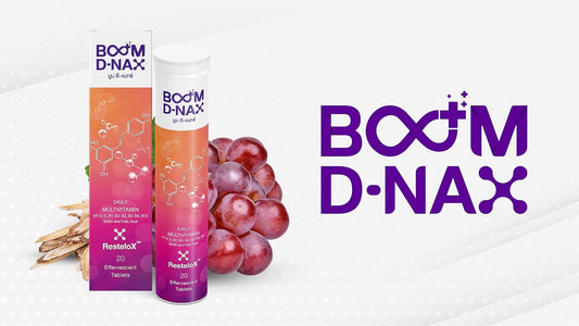 BOOM D-NAX Daily Multi-Vitamin Effervescent Tablets with VIT A, C, B1, B2, B3, B5, B6, B12, Biotin, and Folic Acid for Energy Boost, 80g