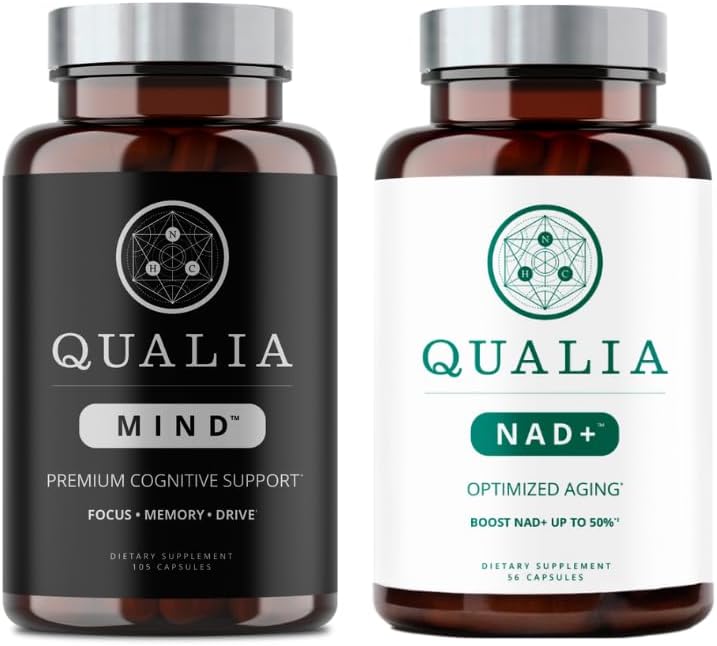 Boost Memory, Focus, & Concentration with Neurohacker Collective Qualia Mind & NAD+ Bundle - Top Brain Supplements for 50% NAD+ Increase
