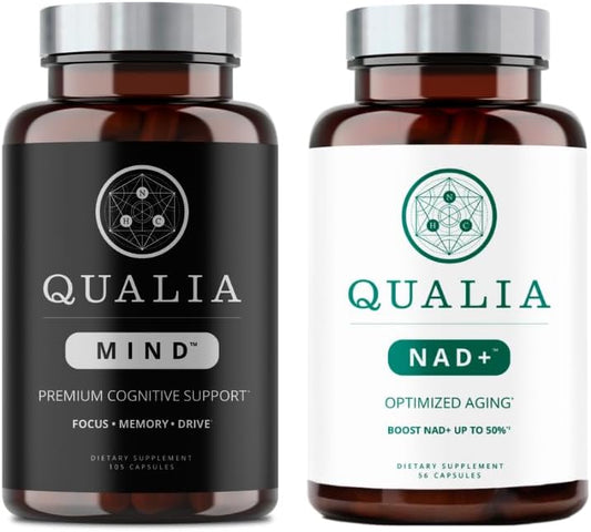 Boost Memory, Focus, & Concentration with Neurohacker Collective Qualia Mind & NAD+ Bundle - Top Brain Supplements for 50% NAD+ Increase