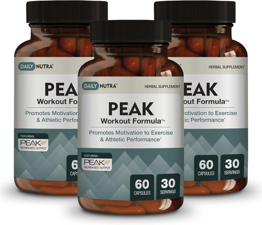 Boost Workout Performance with DailyNutra Peak Formula - Enhanced Motivation and Recovery | ATP, Boswellia, Ashwagandha Pre-Workout Supplement (3-Pack)