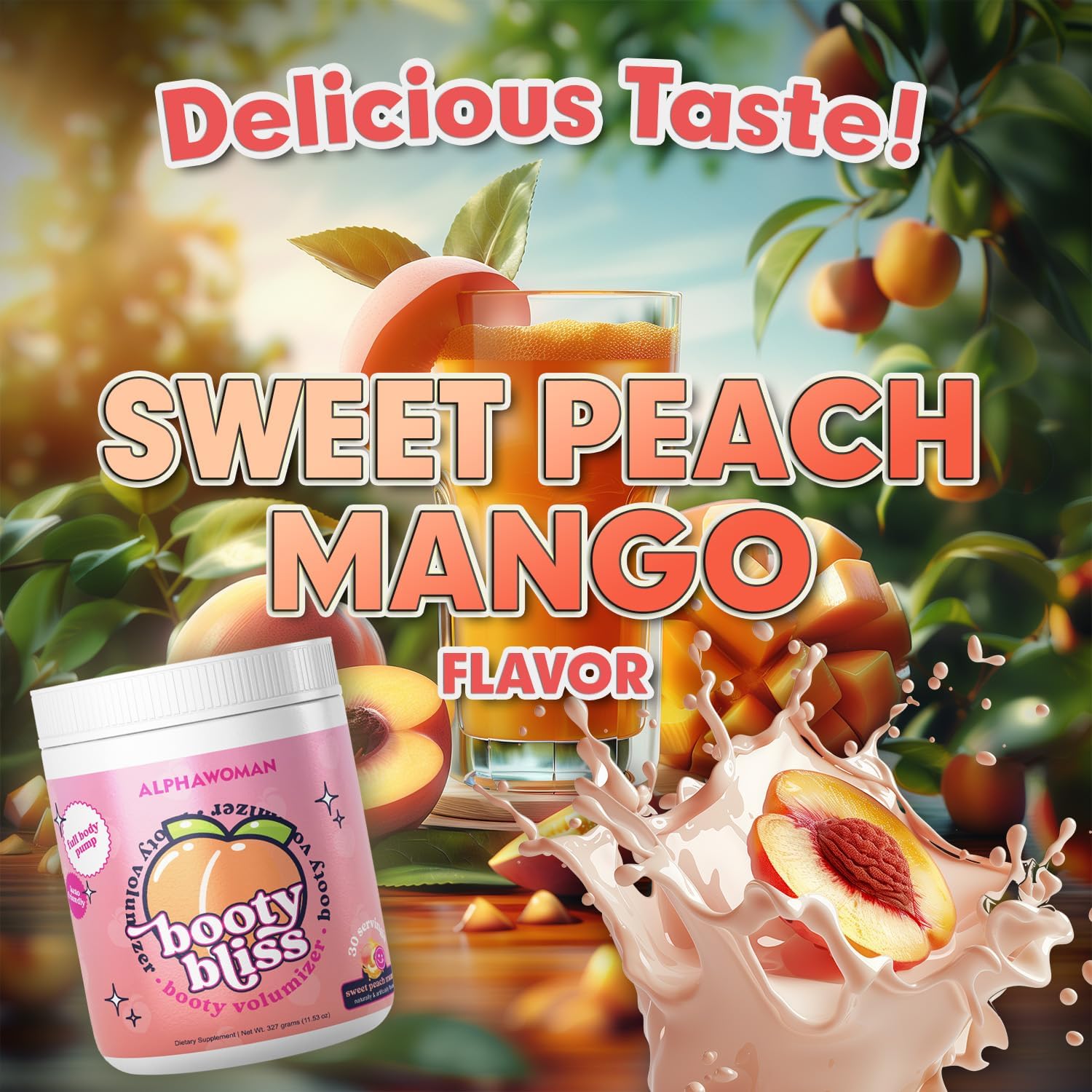 Booty Bliss Creatine for Women Pre Workout - Booty Builder with Keto Friendly Collagen - Pump It Up for The Perfect Peach - 30 Servings Sweet Peach Mango Flavor