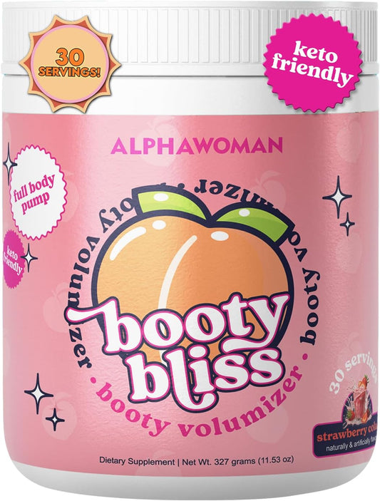 Booty Bliss Creatine for Women Pre Workout with Collagen - Keto Friendly Peach Builder - 30 Servings Strawberry Colada Flavor
