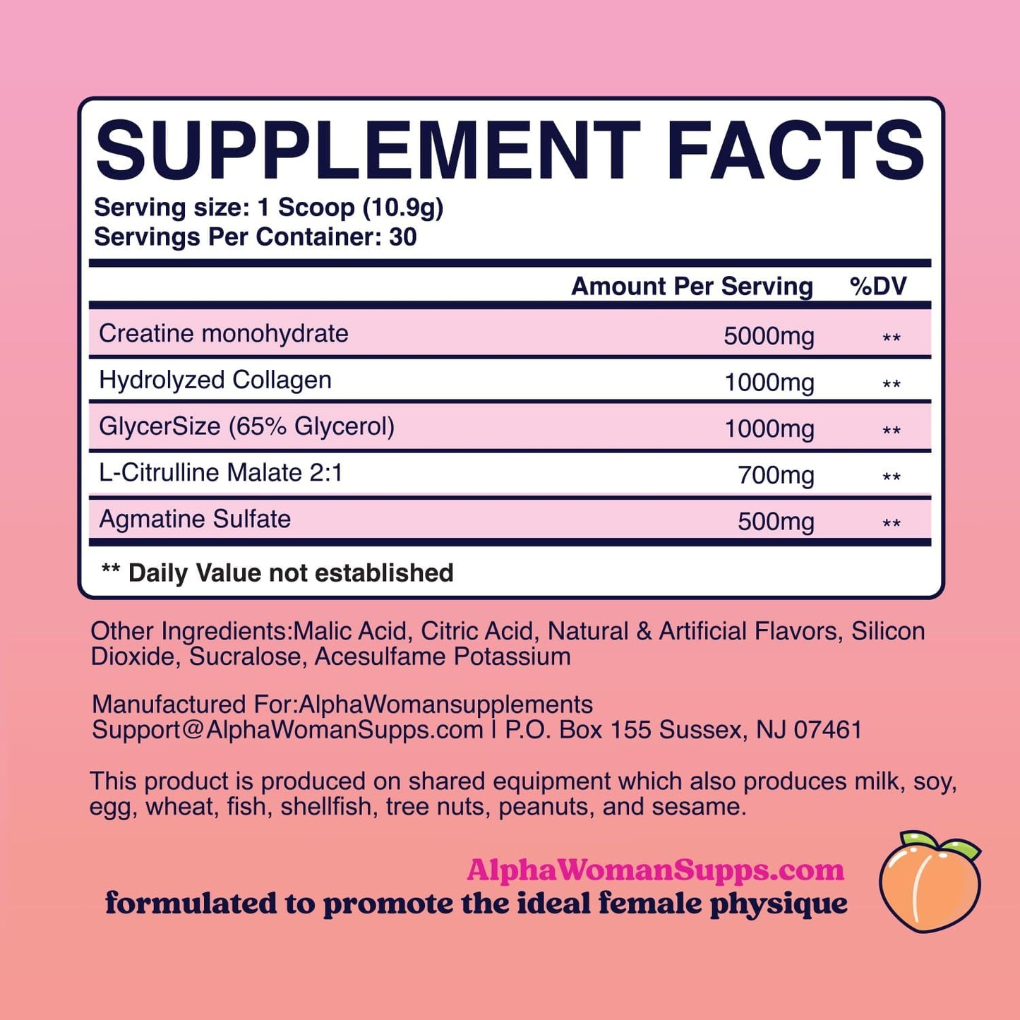 Booty Bliss Creatine for Women Pre Workout with Collagen - Keto Friendly Peach Builder - 30 Servings Strawberry Colada Flavor