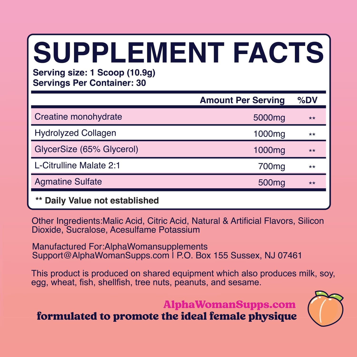 Booty Bliss Creatine for Women Pre Workout with Collagen - Keto Friendly Peach Builder - 30 Servings Strawberry Colada Flavor