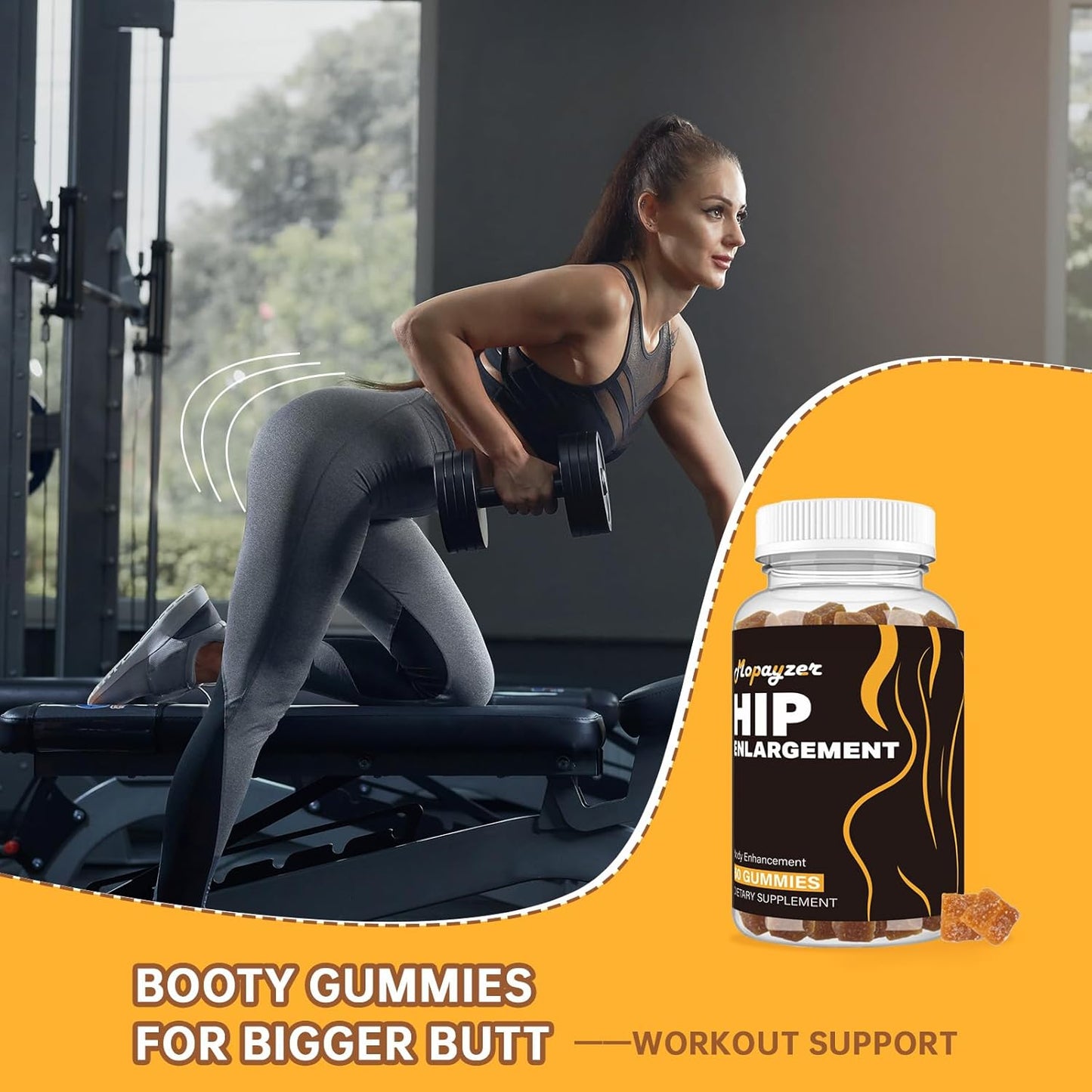 Booty Gummies for Women - Big Butt & Hips Support Supplement with Fenugreek, 60 Count