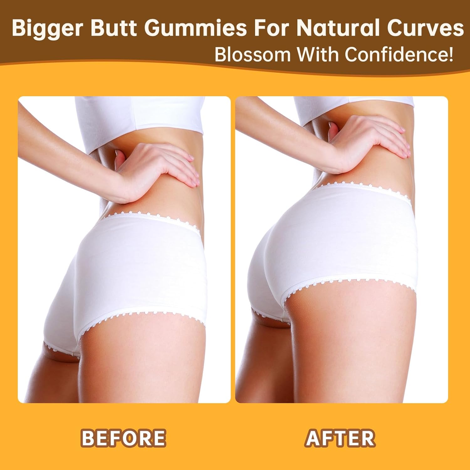 Booty Gummies for Women - Big Butt & Hips Support Supplement with Fenugreek, 60 Count