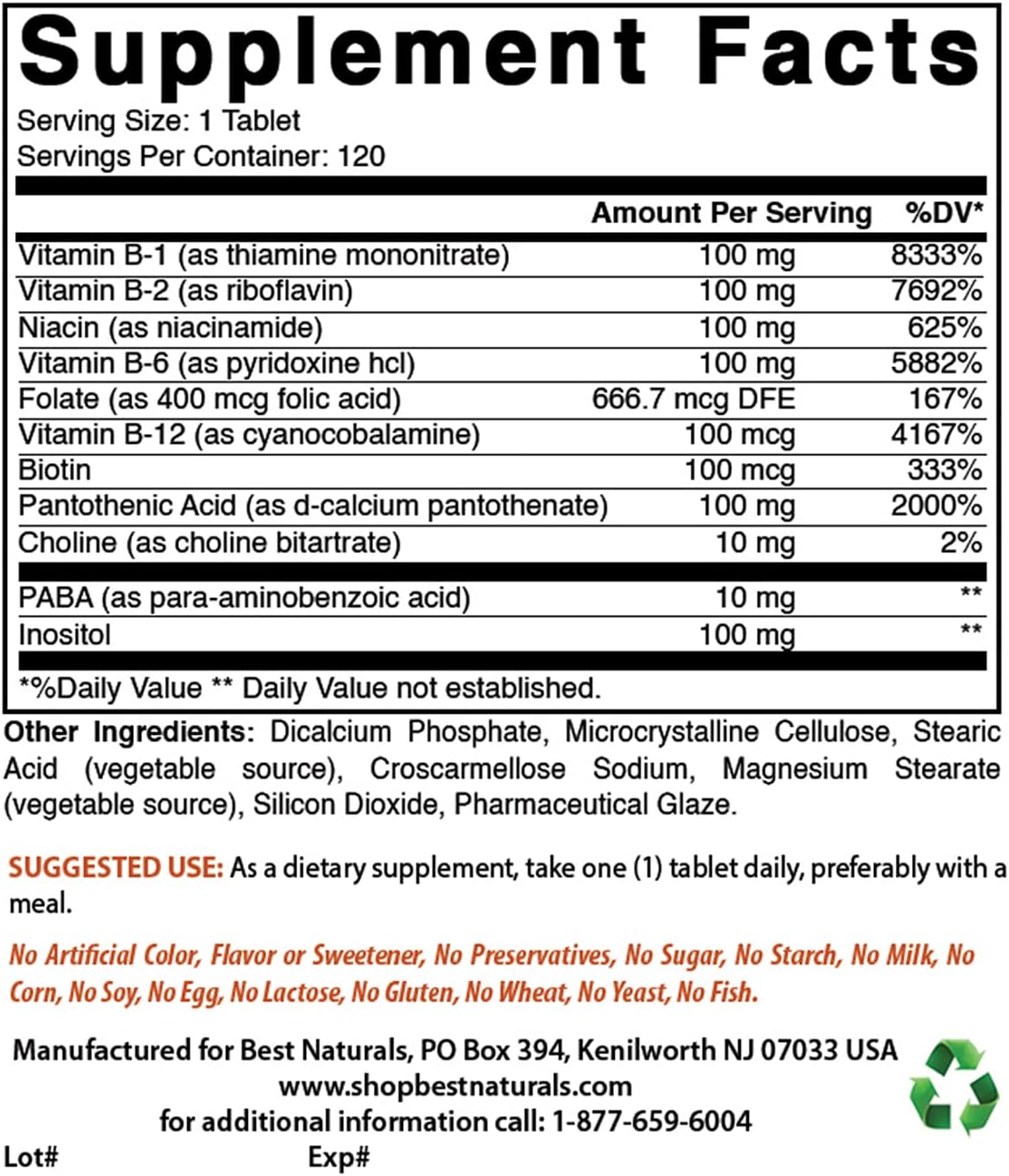 Boron 5 mg & B-100 Complex - Top Natural Supplement for Overall Health