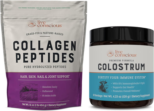Bovine Hydrolyzed Collagen Peptides with Colostrum for Hair, Skin, Nails, Joints, Gut, and Immune Support