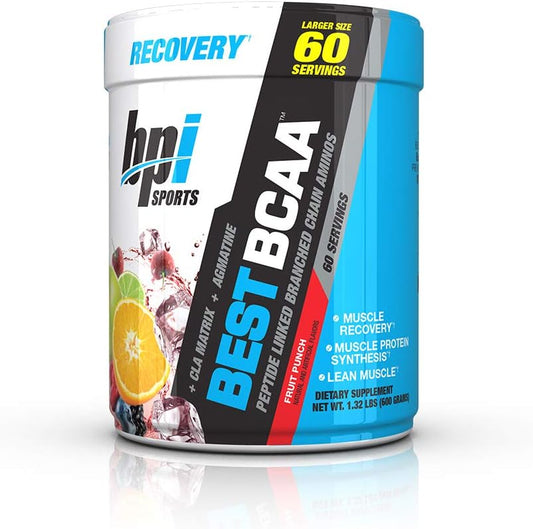 BPI Sports Best BCAA Powder - Fruit Punch Flavor - Muscle Recovery & Hydration - 60 Servings, 1.32 lbs