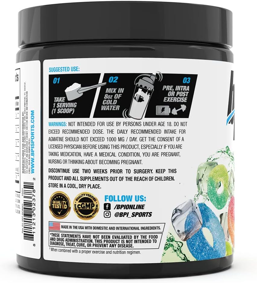 BPI Sports Best BCAA Powder, Sour Candy Flavor, 35 Servings, 12.34 oz - Muscle Recovery, Protein Synthesis, Lean Muscle, Performance, Hydration