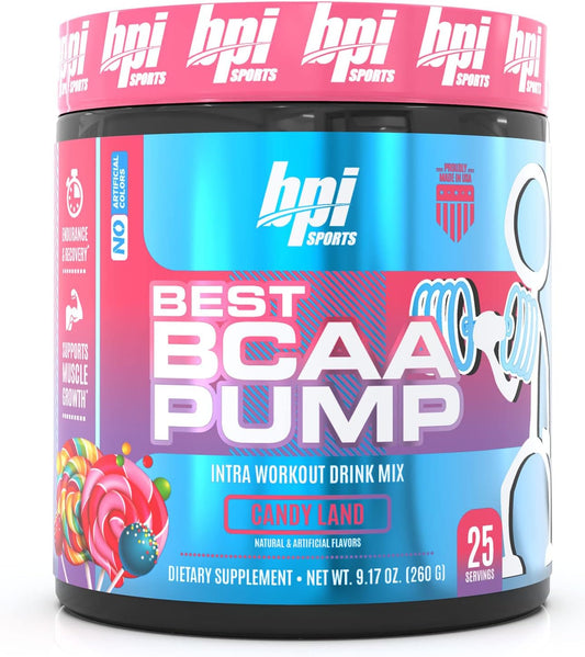 BPI Sports Best BCAA Pump - Candy Land Flavor - Intra Workout BCAA Powder for Hydration & Recovery - 25 Servings