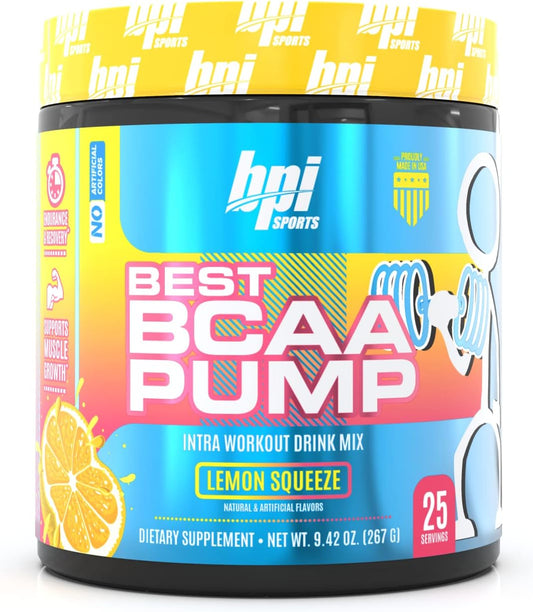 BPI Sports Best BCAA Pump Lemon Squeeze - Intra Workout BCAA Powder for Hydration & Recovery, 25 Servings
