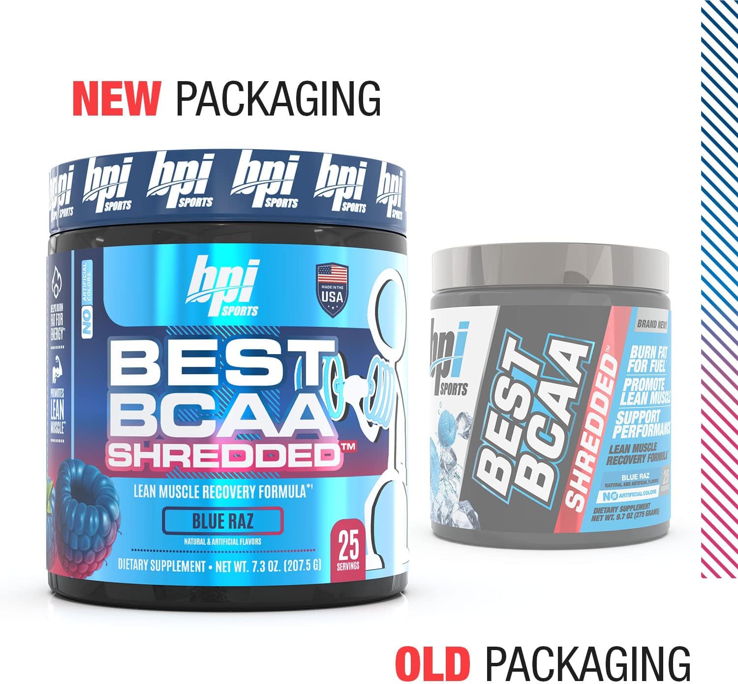 BPI Sports Best BCAA Shredded Blue Raspberry Thermogenic Recovery Formula - Caffeine-Free BCAA Powder for Lean Muscle Building - Accelerated Recovery and Hydration - 25 Servings, 9.7 oz