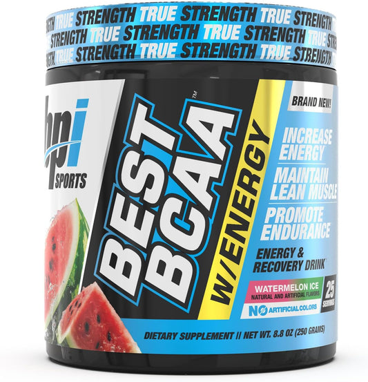 BPI Sports Best BCAA with Energy Watermelon Ice - 25 Servings - Lean Muscle Building & Recovery - Proprietary Energy Blend - 8.8 oz.