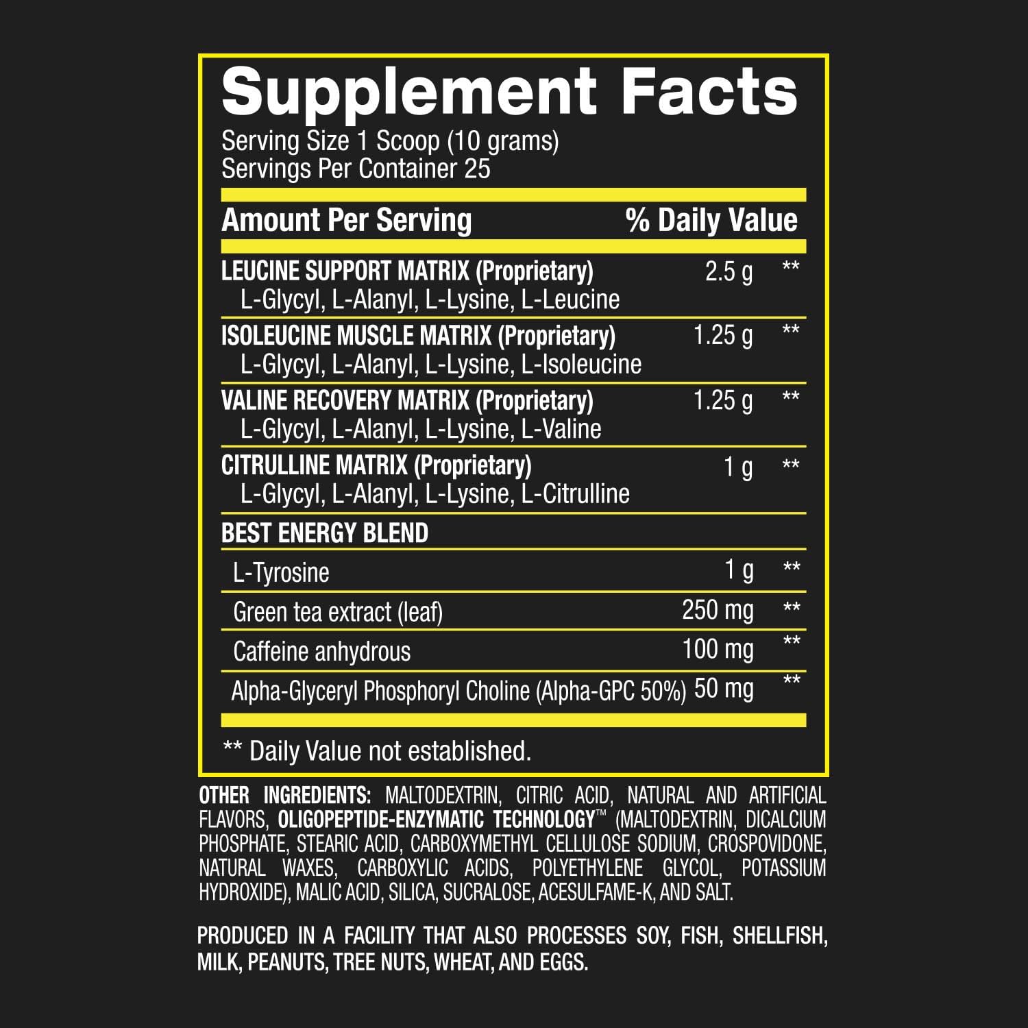 BPI Sports Best BCAA with Energy Watermelon Ice - 25 Servings - Lean Muscle Building & Recovery - Proprietary Energy Blend - 8.8 oz.