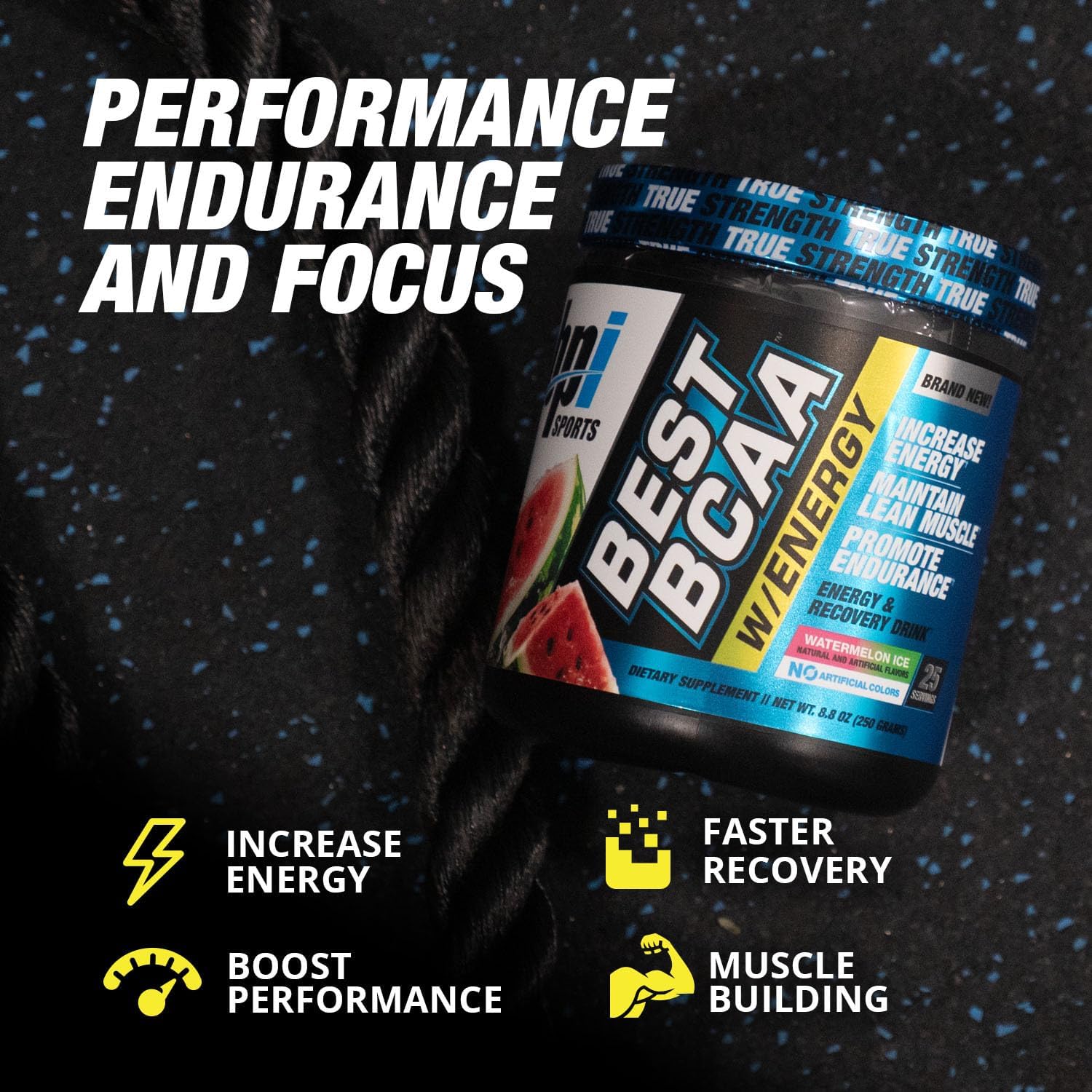 BPI Sports Best BCAA with Energy Watermelon Ice - 25 Servings - Lean Muscle Building & Recovery - Proprietary Energy Blend - 8.8 oz.