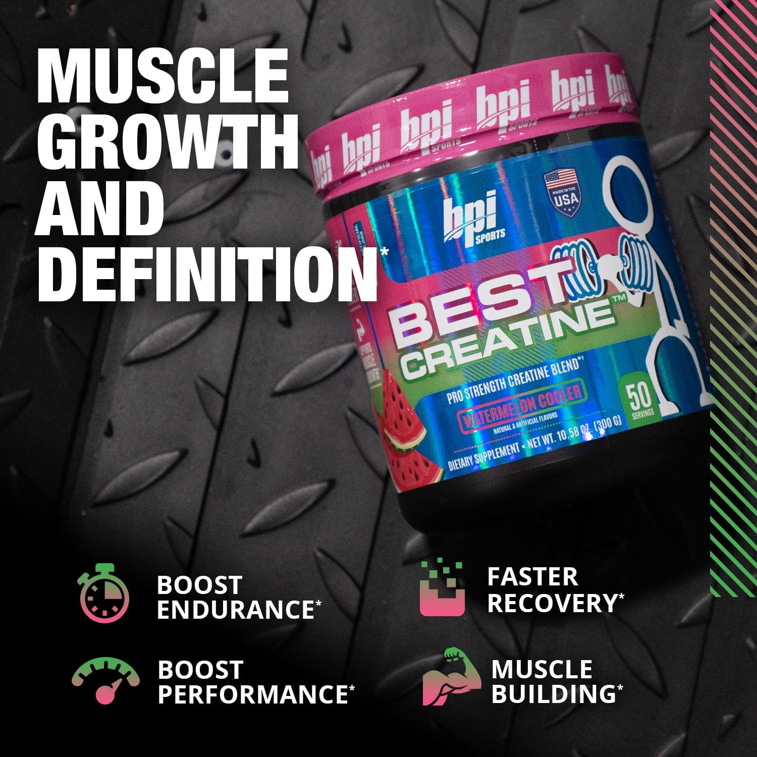 BPI Sports Best Creatine Blend - 6 Advanced Forms for Muscle Building & Recovery - Watermelon Cooler, 50 Servings