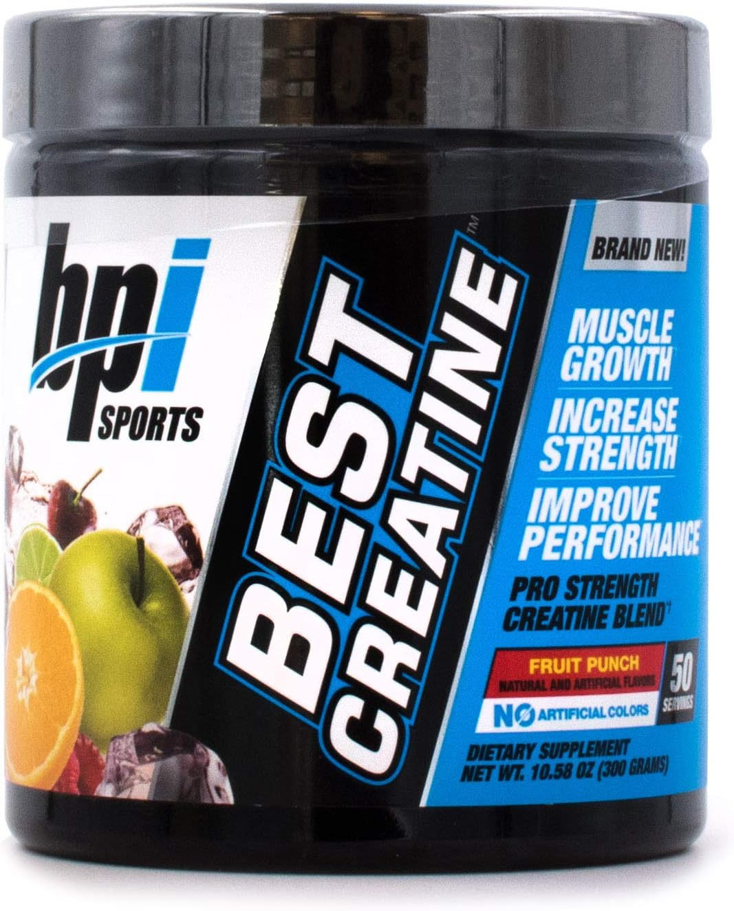 BPI Sports Best Creatine: Creatine Monohydrate with Himalayan Salt for Strength, Pump, Endurance, Muscle Growth, and Definition - No Bloat - Fruit Punch Flavor - 50 Servings - 10.58 oz.