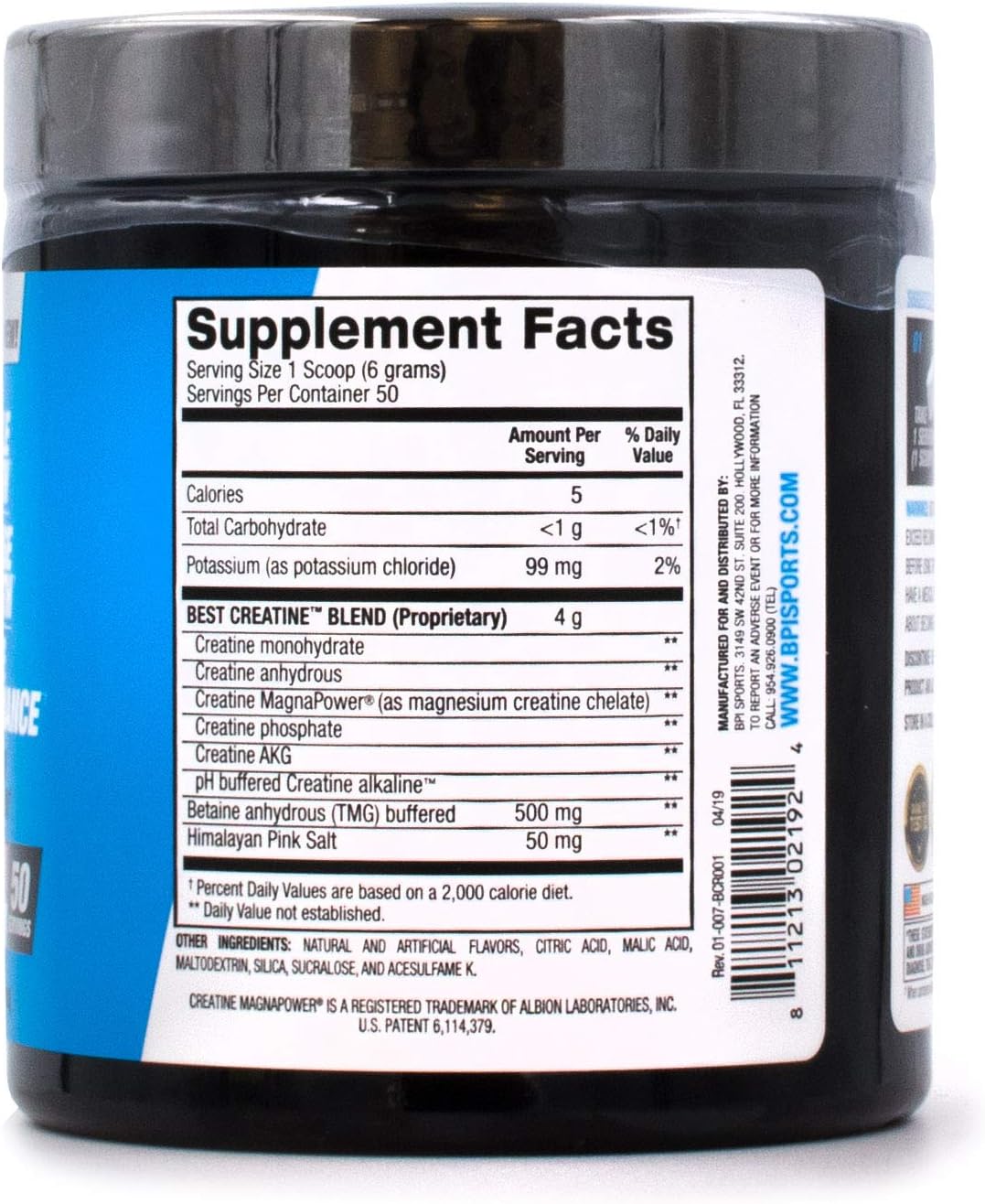 BPI Sports Best Creatine: Creatine Monohydrate with Himalayan Salt for Strength, Pump, Endurance, Muscle Growth, and Definition - No Bloat - Fruit Punch Flavor - 50 Servings - 10.58 oz.