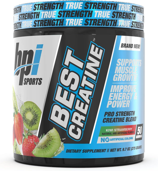 BPI Sports Best Creatine Monohydrate with Himalayan Salt for Strength, Endurance, and Muscle Growth - Kiwi Strawberry Flavor - 50 Servings - 9.07 Oz