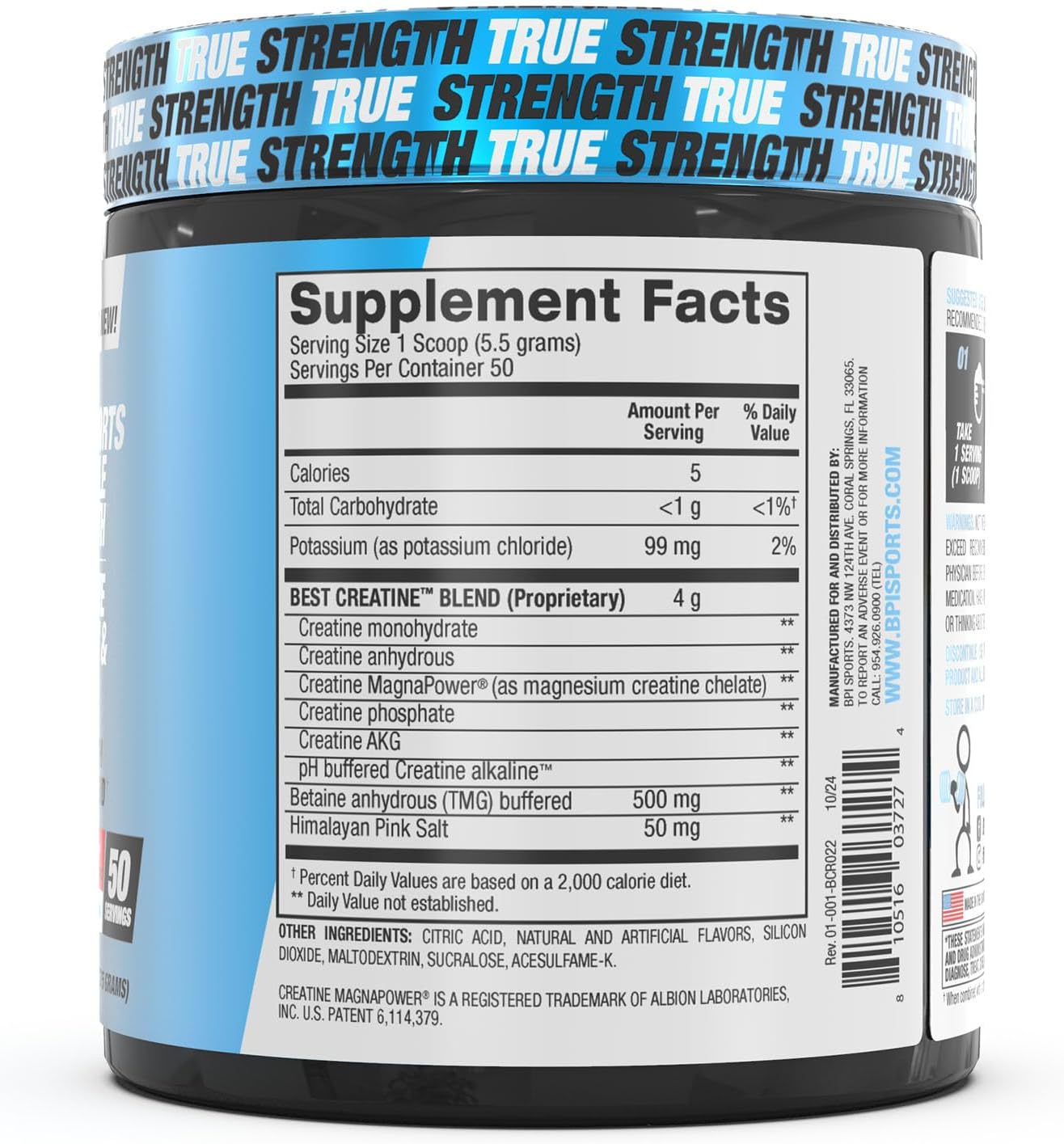 BPI Sports Best Creatine Monohydrate with Himalayan Salt for Strength, Endurance, and Muscle Growth - Kiwi Strawberry Flavor - 50 Servings - 9.07 Oz