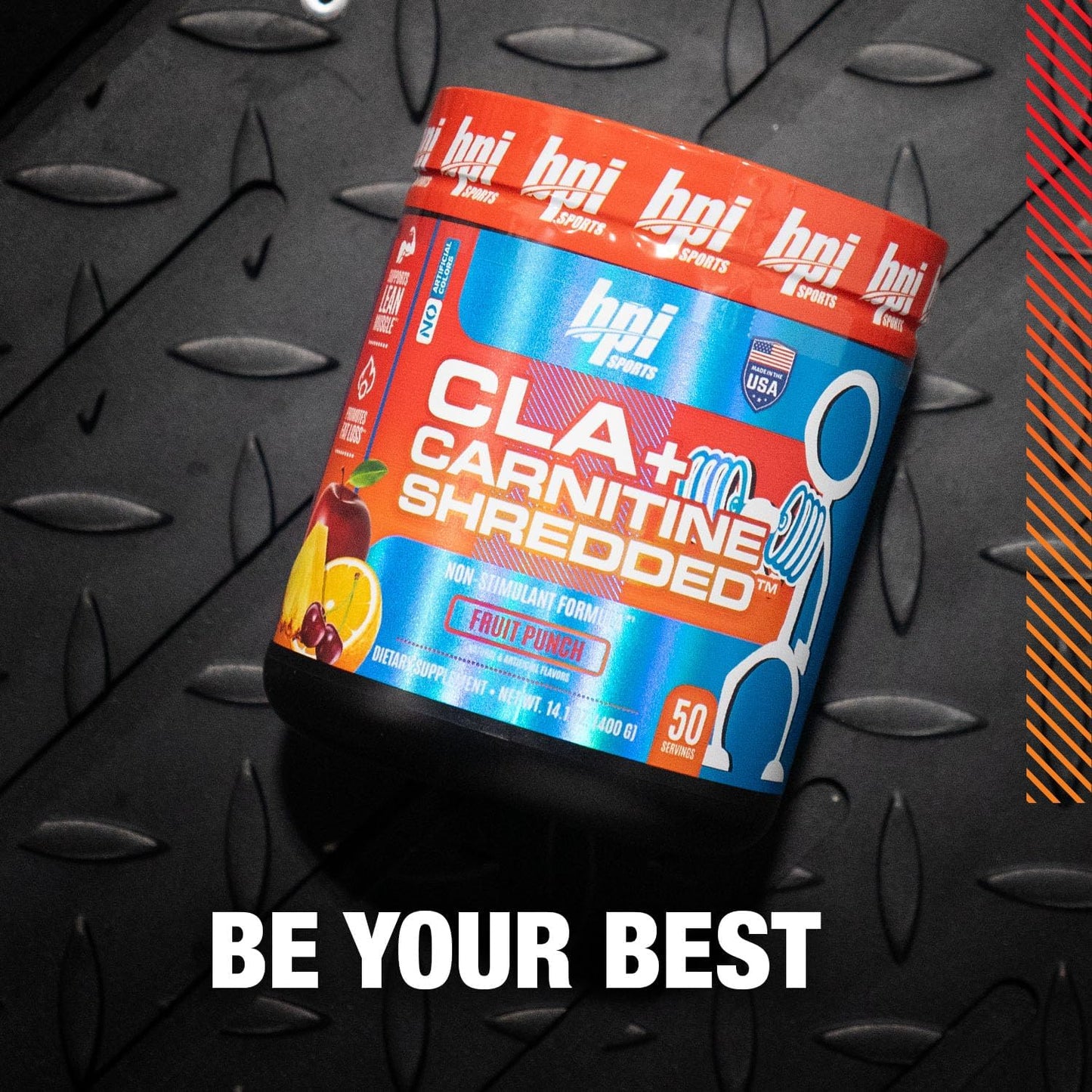 BPI Sports CLA + Carnitine Shredded for Lean Muscle & Fat Loss - Fruit Punch (14.1 oz / 50 Servings)