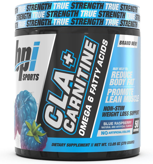 BPI Sports CLA + Carnitine Slimming Formula Formula - Blue Raspberry Flavor - 50 Servings - 12.34 oz - Metabolism Boost & Lean Muscle Support