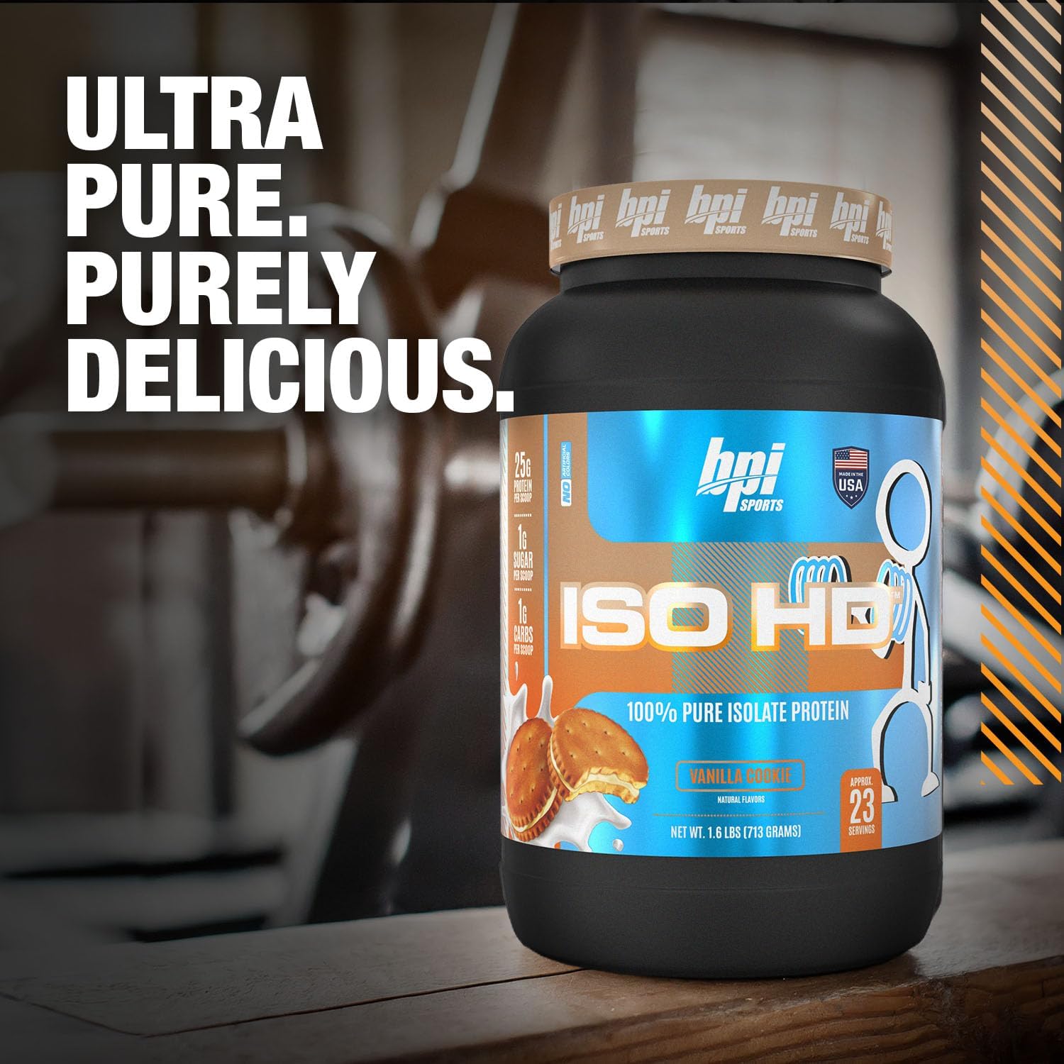 BPI Sports Iso HD Vanilla Cookie Whey Protein Isolate for Muscle Growth, Recovery, Weight Loss - 25.6 oz - Zero Sugar, Low Carb, Low Calorie - Men & Women