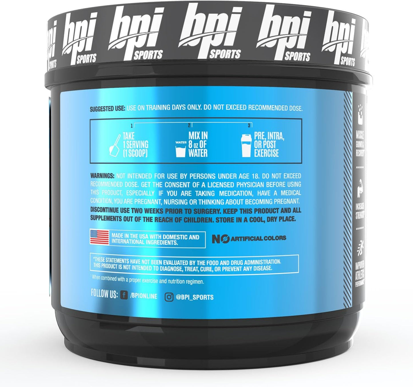 BPI Sports Micronized Creatine Powder - Boost Strength, Reduce Fatigue, Lean Muscle Builder - 100% Pure Creatine Monohydrate - Enhanced Absorption - Muscle Growth Support - Unflavored - 120 Servings - 21.16 oz.
