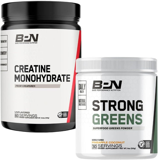BPN Creatine Monohydrate and Strong Greens Combo Pack - Boost Performance and Energy