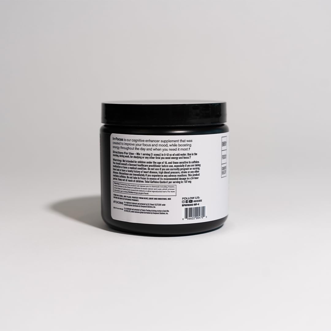 BPN in-Focus Brain Support Supplement - Boost Focus & Energy - Alpha GPC - Watermelon Passionfruit - 40 Servings