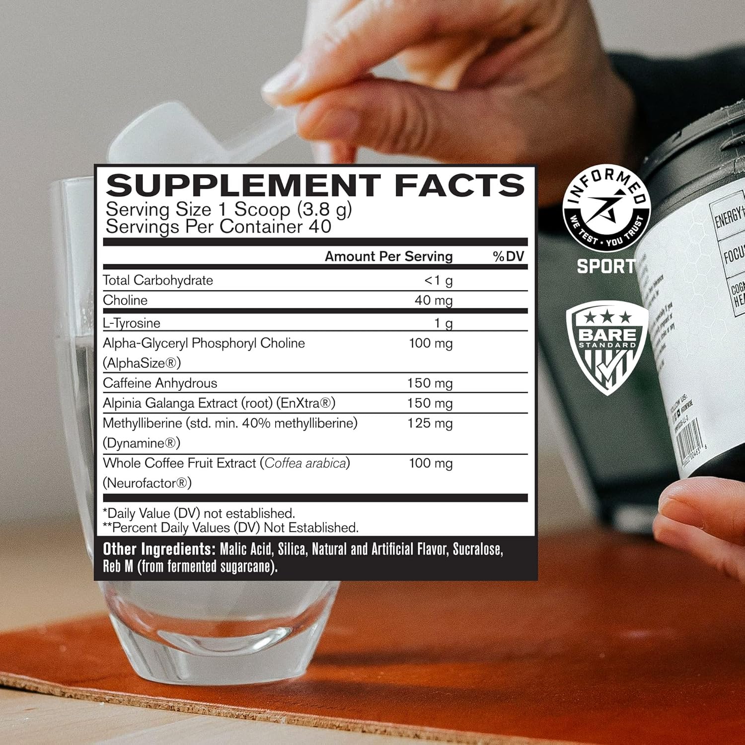 BPN in-Focus Brain Support Supplement - Boost Focus & Energy - Alpha GPC - Watermelon Passionfruit - 40 Servings