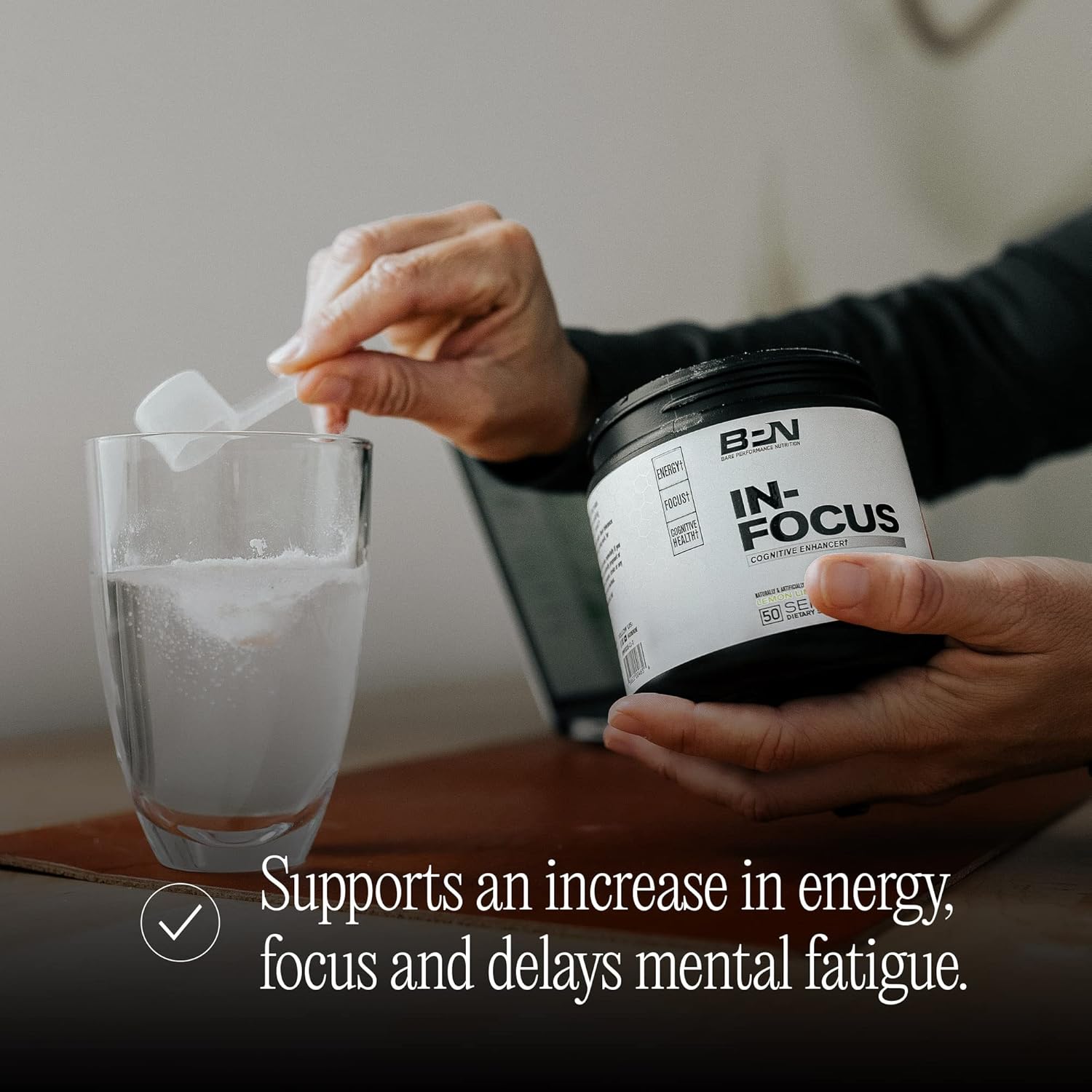 BPN in-Focus Brain Support Supplement - Boost Focus & Energy - Alpha GPC - Watermelon Passionfruit - 40 Servings